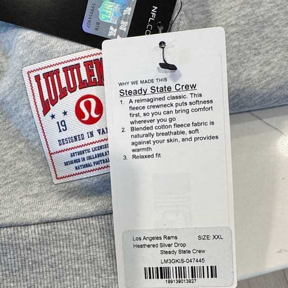 Lululemon x NFL Los Angeles Rams Gray Steady State Crewneck and joggers - Picture 7 of 13